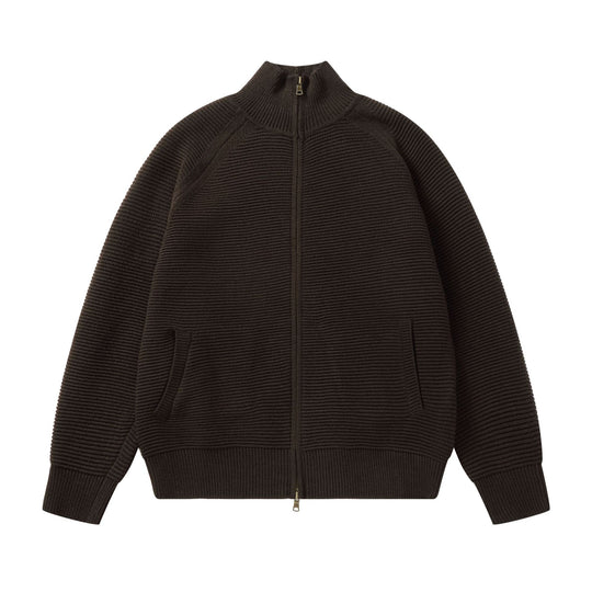 Herren Grobstrick Stehkragen-Strickjacke mit durchgehendem Reißverschluss Nord Taschen
