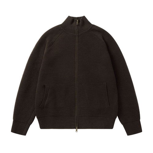 Herren Grobstrick Stehkragen-Strickjacke mit durchgehendem Reißverschluss Nord Taschen