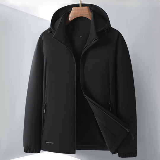 Herren Leichte Softshell-Hybridjacke mit Kapuze, atmungsaktivem Mesh-Futter und verdeckten Reißverschlusstaschen Nord Taschen