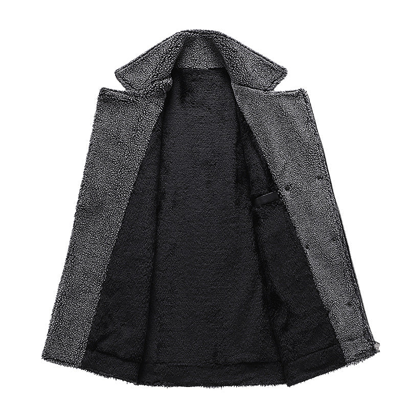 Herren Gefütterte Fliegerjacke aus Kunstleder mit Teddyfutter und zweireihiger Front Nord Taschen