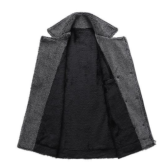 Herren Gefütterte Fliegerjacke aus Kunstleder mit Teddyfutter und zweireihiger Front Nord Taschen