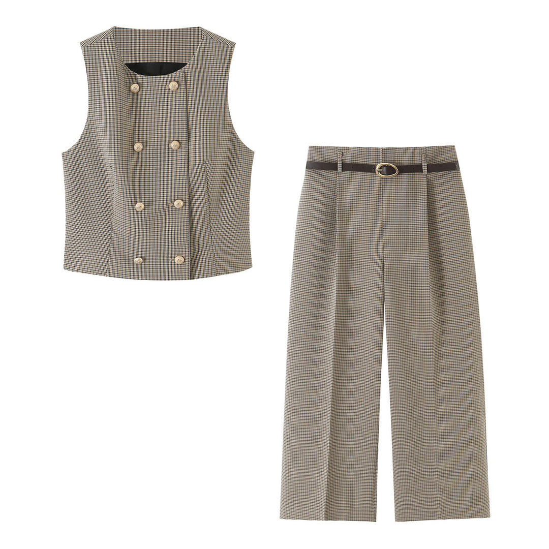 Damen Weite High-Waist-Hose mit Bügelfalte und schmalem Gürtel Nord Taschen