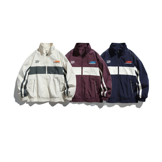 Herren Sportliche Retro-Trainingsjacke mit Streifendetail und Stehkragen Nord Taschen