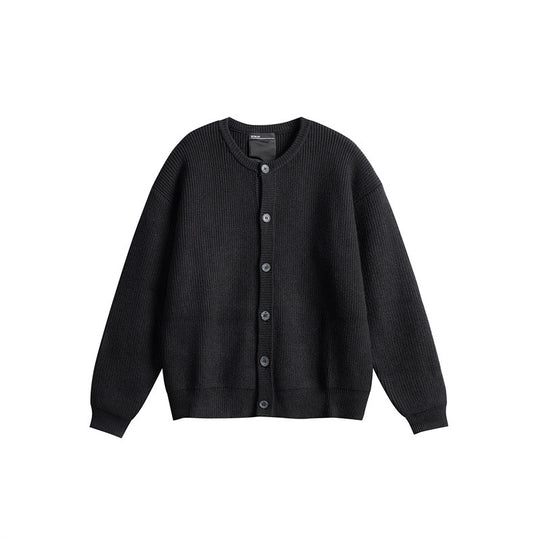 Damen Oversize-Rippenstrick-Cardigan mit Rundhals und durchgehender Knopfleiste Nord Taschen