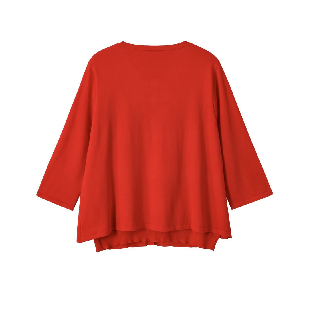 Damen Leichte Cardigan-Bluse mit Rundhalsausschnitt, Dreiviertelärmeln und verdeckter Knopfleiste Nord Taschen