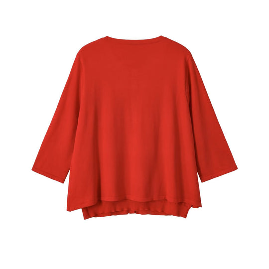 Damen Leichte Cardigan-Bluse mit Rundhalsausschnitt, Dreiviertelärmeln und verdeckter Knopfleiste Nord Taschen