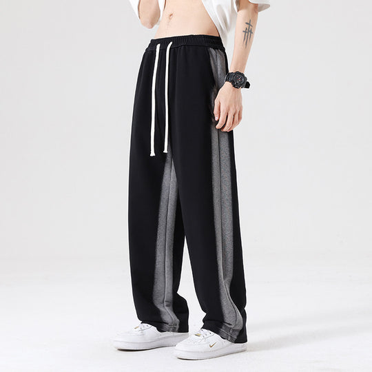 Herren Oversize Trainingshose mit kontrastseitigem Panel, Tunnelzug & geradem Bein Nord Taschen