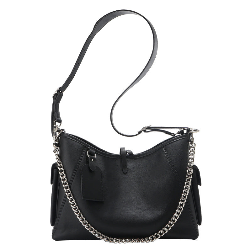 Damen Schultertasche aus hochwertigem Leder mit stilvollem Kettenschulterriemen Nord Taschen