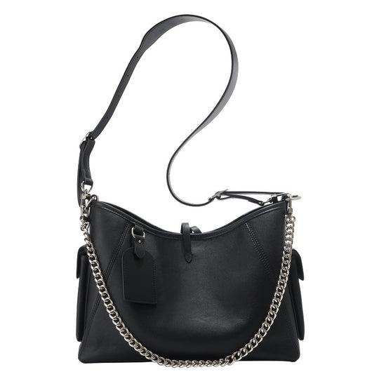 Damen Schultertasche aus hochwertigem Leder mit stilvollem Kettenschulterriemen Nord Taschen