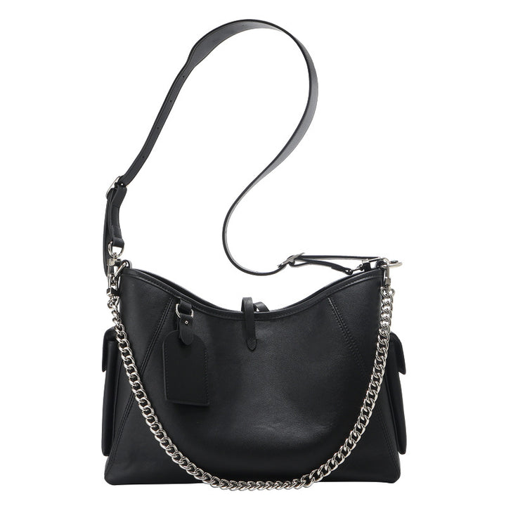 Damen Schultertasche aus hochwertigem Leder mit stilvollem Kettenschulterriemen Nord Taschen