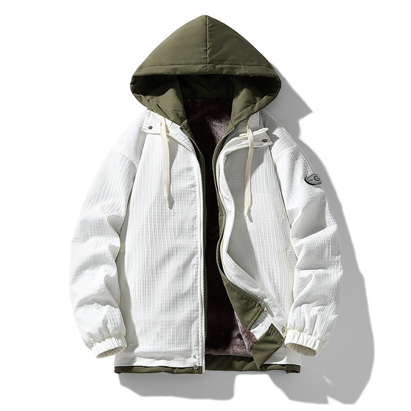 Herren Gefütterte Kapuzenjacke mit grafischem Print, Teddy-Innenfutter und winddichter Außenhülle Nord Taschen