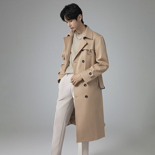 Herren Moderner Tech-Trenchcoat mit Doppelreihiger Knopfleiste, Bindegürtel und dezenten Ringdetails Nord Taschen