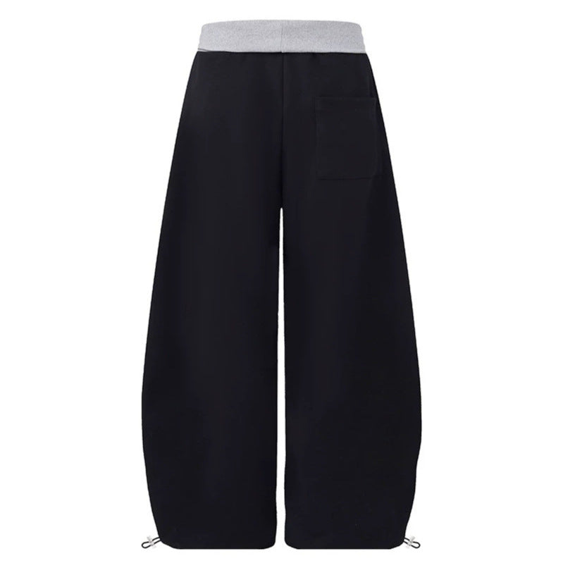 Damen Weite Palazzo-Jogginghose mit hohem Komfortbund, seitlichem Schriftprint und verstellbarem Saum Nord Taschen