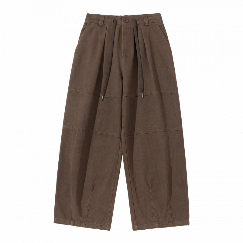 Damen Weite High‑Waist Plissierte Culotte‑Hose mit Kordelzug und Teilungsnähten Nord Taschen
