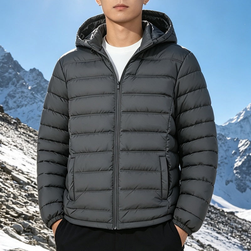 Herren Wattierte leichte Kapuzensteppjacke mit Thermofüllung und durchgehendem Reißverschluss Nord Taschen