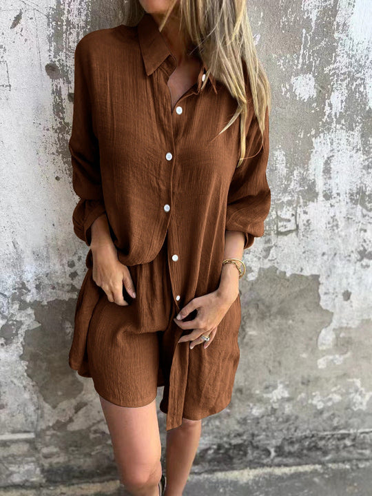 Damen Langärmlige Hemdbluse im Oversize-Stil mit Knopfleiste