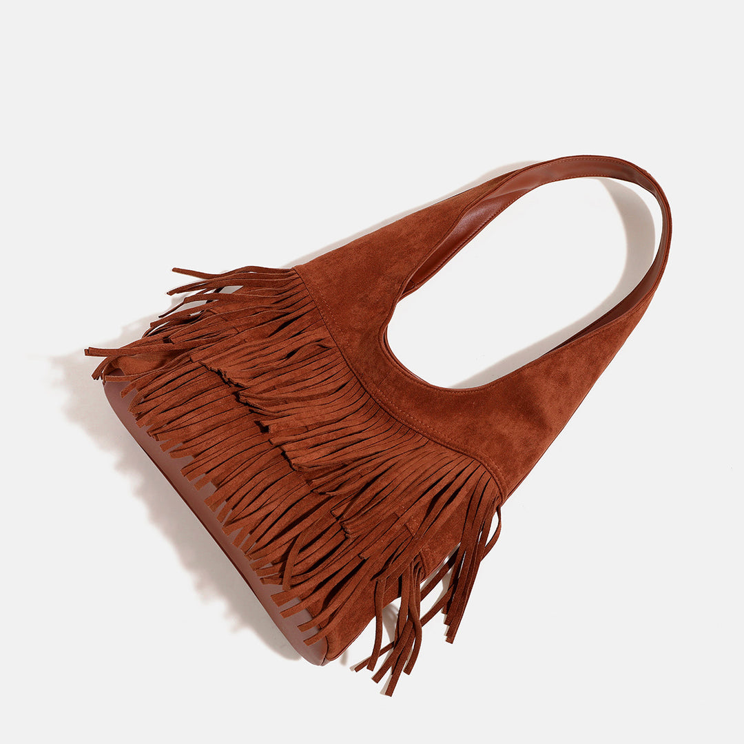 Damen Hobo-Handtasche mit fransigem Design und weichem Obermaterial Nord Taschen