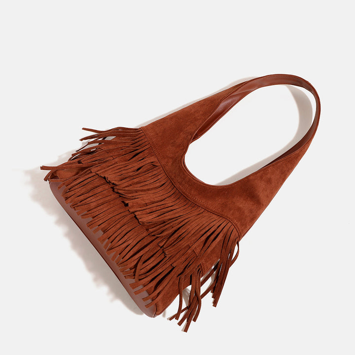 Damen Hobo-Handtasche mit fransigem Design und weichem Obermaterial Nord Taschen