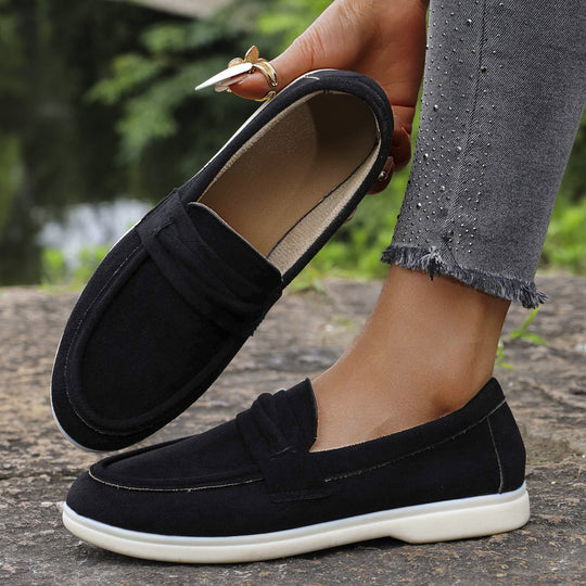 Damen Slip-On-Loafer aus Veloursimitat mit gepolstertem Fußbett Nord Taschen