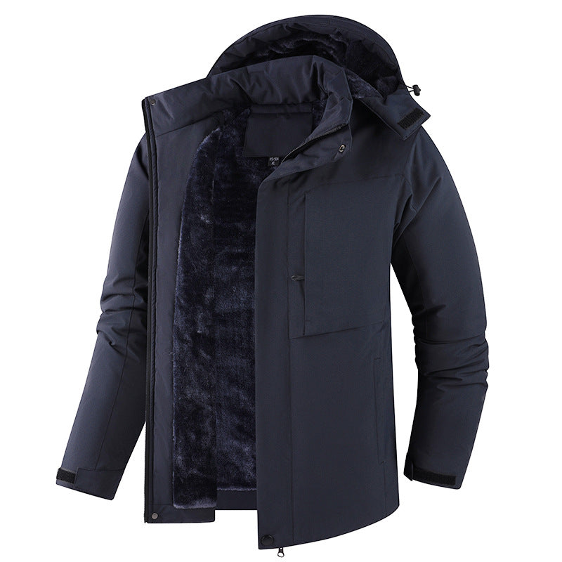 Herren Plüschgefütterte Winterparka mit Kapuze, winddichter Hülle & verdeckter Frontleiste Nord Taschen