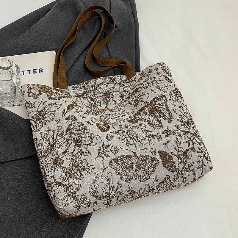Damen Jute-Handtasche mit floralem Design Nord Taschen