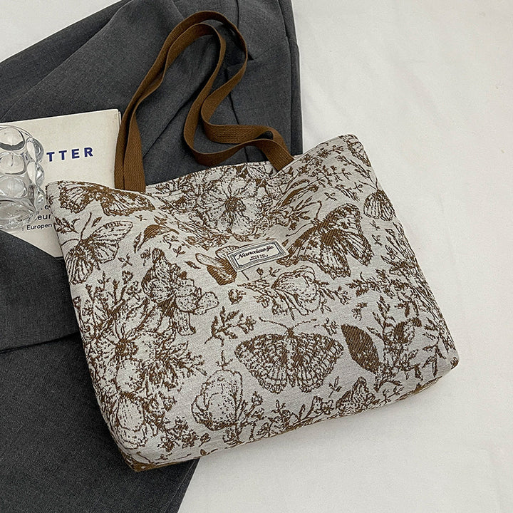Damen Jute-Handtasche mit floralem Design Nord Taschen