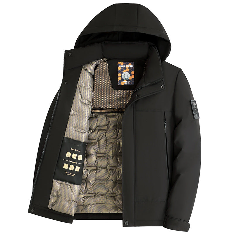 Herren Wattierte Kapuzenjacke mit 3D-Quilt-Innenfutter und wasserabweisender Außenhülle Nord Taschen