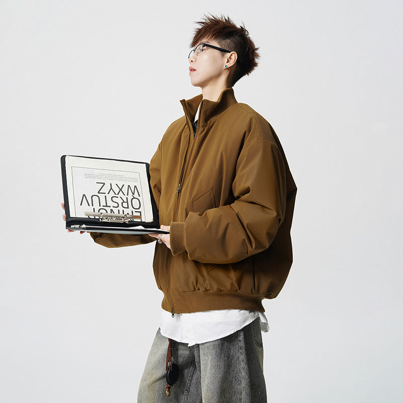 Herren Oversized Bomberjacke mit wattierter Füllung und geripptem Saum Nord Taschen