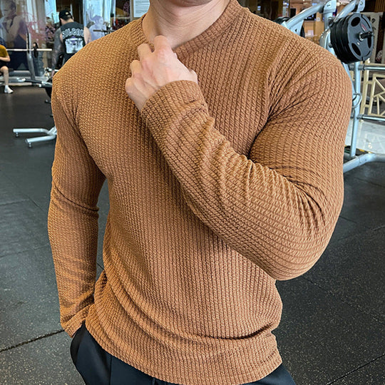 Herren Langarmshirt mit strukturiertem Gewebe