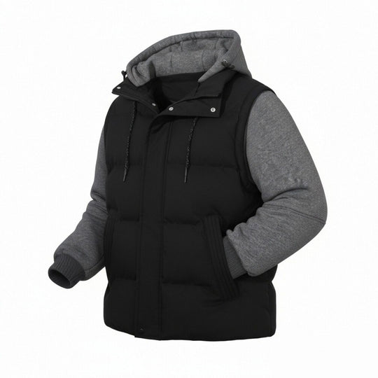 Herren Gepolsterte Hybrid-Kapuzenweste mit Sweatärmeln und Steppkörper Nord Taschen