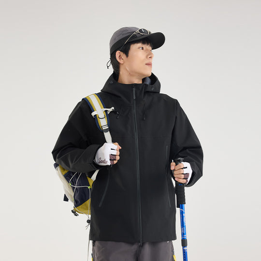 Herren Wasserdichte Softshell-Outdoorjacke mit verstellbarer Kapuze und atmungsaktiver Membran Nord Taschen