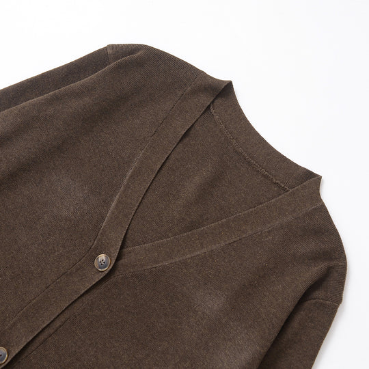 Damen Oversize Strickcardigan mit V‑Ausschnitt und aufgesetzten Taschen Nord Taschen