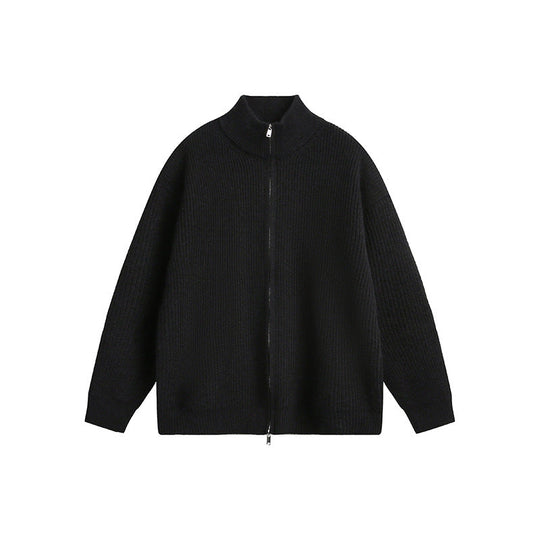 Herren Grobstrickjacke mit hohem Kragen und durchgehendem Reißverschluss Nord Taschen