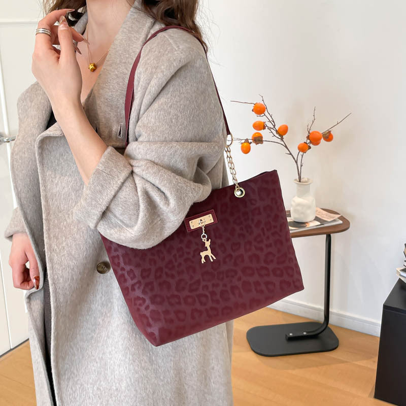 Damen Tiermuster Shopper-Tasche mit elegantem Kettenverschluss Nord Taschen