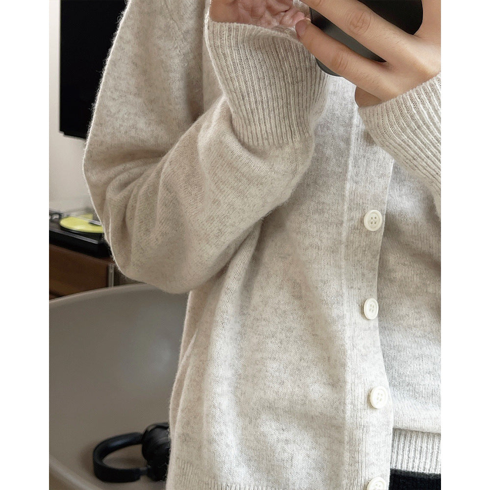 Damen Weicher kastiger Strickcardigan mit durchgehender Knopfleiste und gerippten Bündchen Nord Taschen