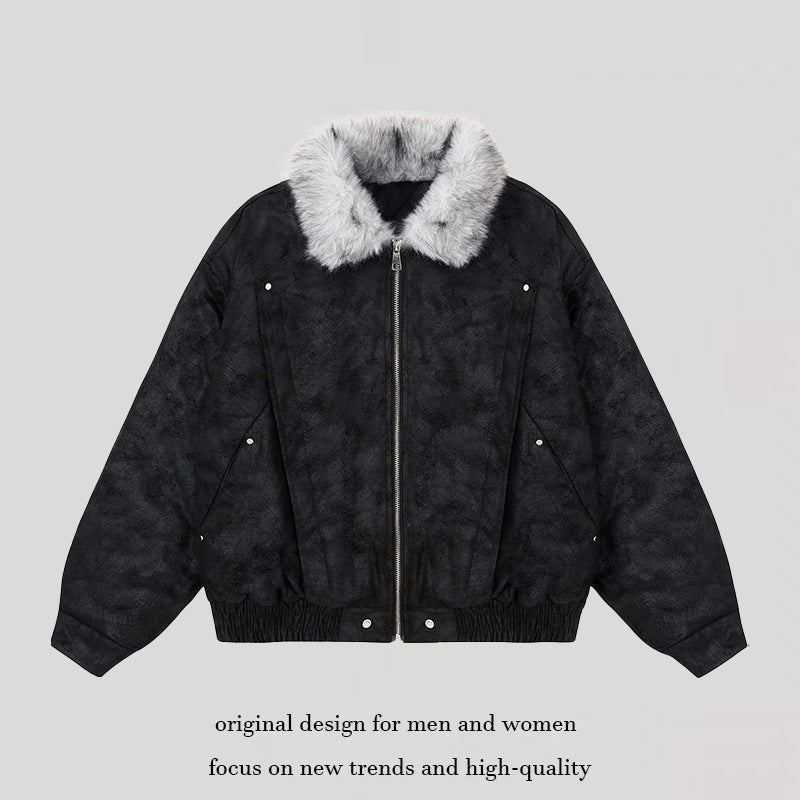 Damen Oversize-Bomberjacke mit Kunstfellkragen und elastischem Saum Nord Taschen