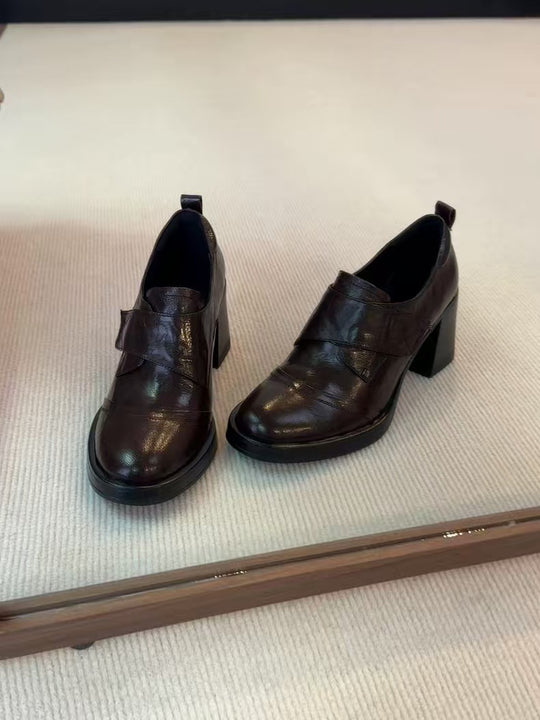 Damen Monkstrap-Loafer mit breitem Riemen und skulpturiertem Blockabsatz Nord Taschen
