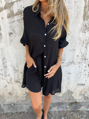 Damen Langärmlige Hemdbluse im Oversize-Stil mit Knopfleiste