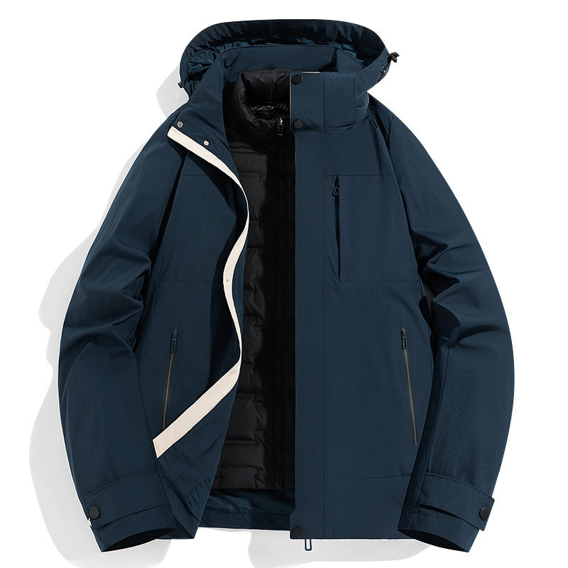 Herren Wind- und Thermoparka mit abnehmbarer Steppinnenjacke und Kapuze Nord Taschen