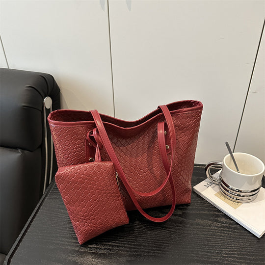 Damen stilvolle Tragetasche aus geflochtenem Leder mit abnehmbarem Innenbeutel Nord Taschen