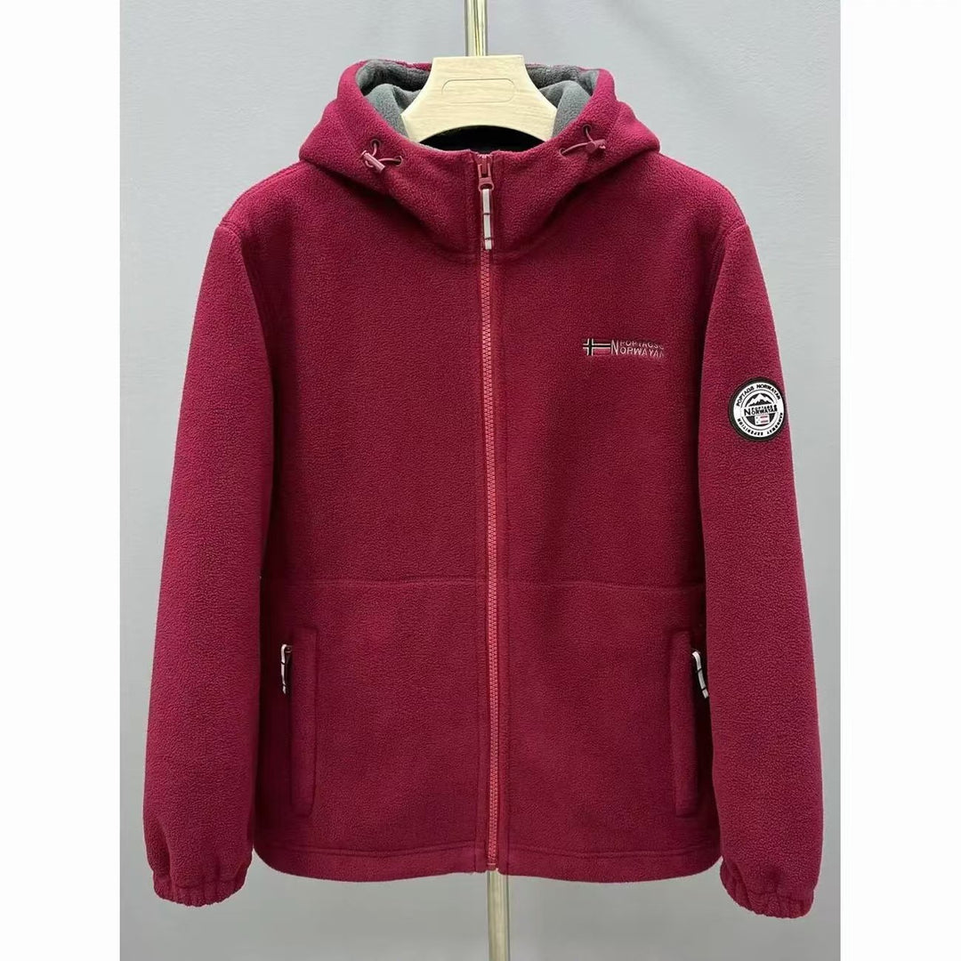 Herren Warme Fleece-Kapuzenjacke mit Sherpa-Futter, Windschutz & Reißverschlusstaschen Nord Taschen