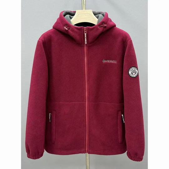 Herren Warme Fleece-Kapuzenjacke mit Sherpa-Futter, Windschutz & Reißverschlusstaschen Nord Taschen