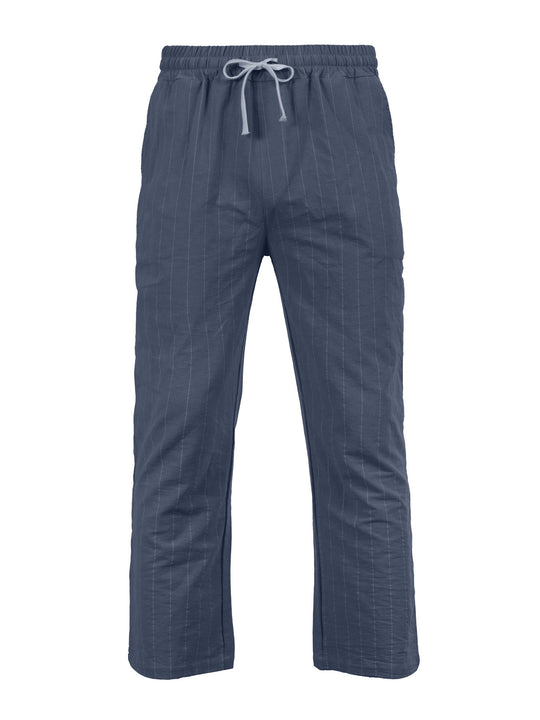 Herren Entspannte Pinstripe-Freizeithose mit elastischem Bund und Kordel Nord Taschen