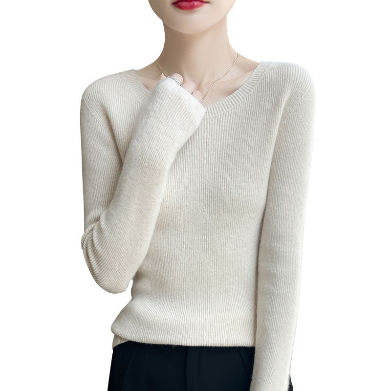 Damen Taillierter Rundhals-Pullover aus fein gerippter Kaschmir‑Optik Nord Taschen