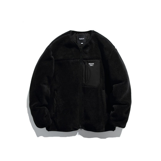 Unisex Kurz geschnittene Teddy‑Fleecejacke mit Nylon‑Brusttasche und durchgehendem Reißverschluss Nord Taschen