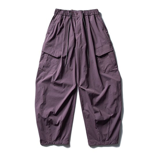 Herren Weite Ripstop-Cargo-Hose im Balloon-Schnitt mit Tunnelzugbund, Oversize-Klappentaschen und elastischen Knöchelabschlüssen Nord Taschen
