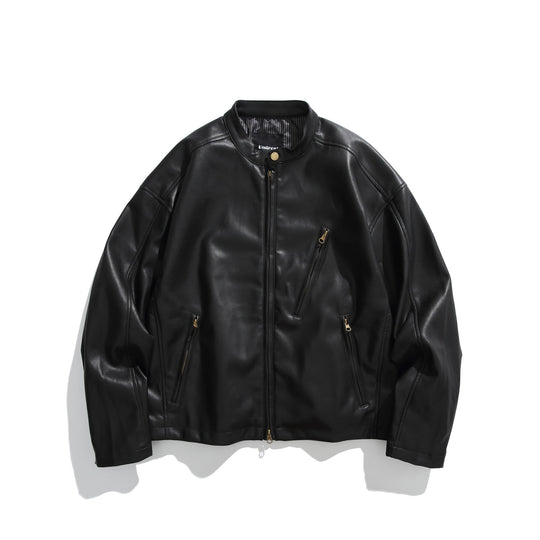 Herren Lederoptik-Bomberjacke mit Stehkragen, schrägen Reißverschlusstaschen und minimalistischer Nahtführung Nord Taschen