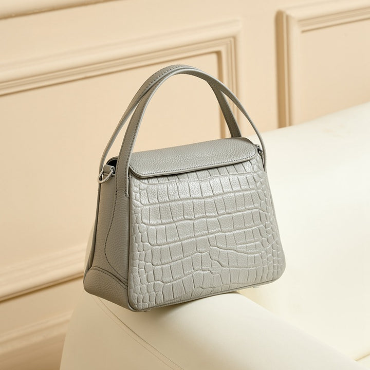 Damen handgefertigte Lederhandtasche mit Krokodilprägung Nord Taschen