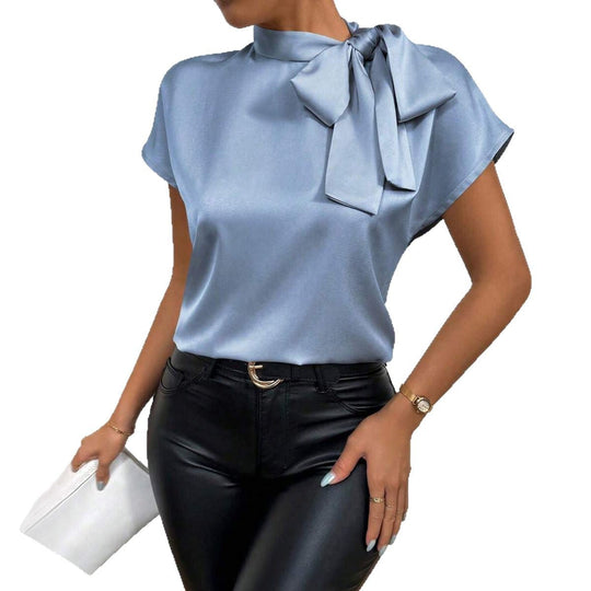 Damen Elegantes Satinoberteil mit Schleife
