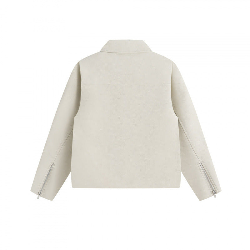 Unisex Kurzjacke im minimalistischen Veloursleder-Look mit verdeckter Frontblende und Hemdkragen Nord Taschen